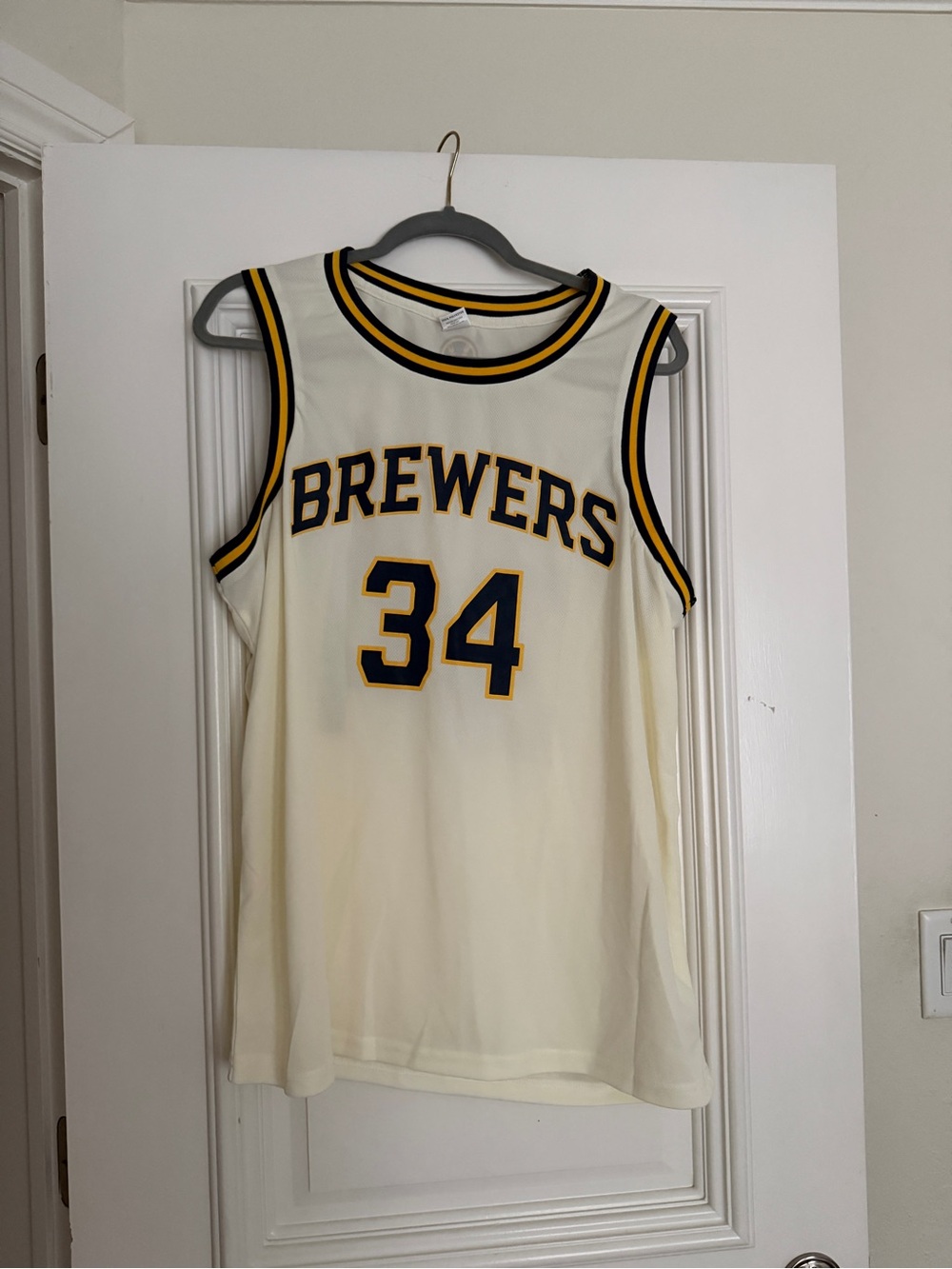 Brewers #34 Men's Cream Basketball Tank Top